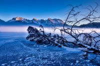 Sonnenuntergang am winterlichen Barmsee